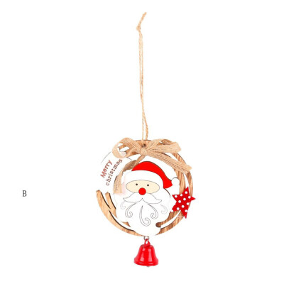 

Toponeto 1PC Christmas Bell Hanging Ornaments Wooden Santa Claus Xmas Tree Pendant Decor