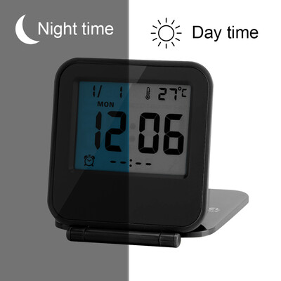 

Greensen Portable Foldable Tabletop Travel Digital Alarm Clock with Temperature Calendar Date WeekAlarm Clock