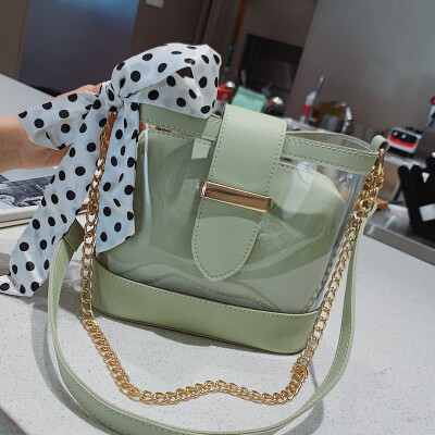 

Small bag 2019 new oblique satchel ins transparent jelly bag stray bag small Xiang Feng chain bag