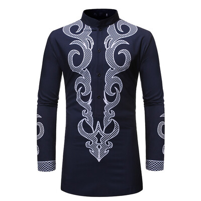 

Toponeto Mens Middle EasternStyle LongSleeved Jacket In Vintage Printing Fashion Blouse