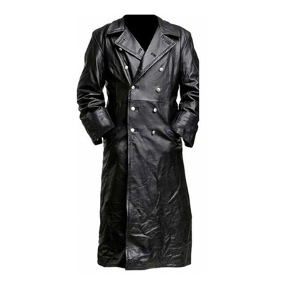 

Mens Gothic Steampunk Coats Pu Leather Jacket Medieval Cosplay Party Costume