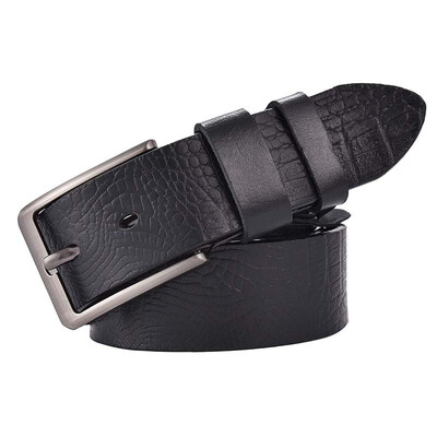 

Mens leather without stitching automatic buckle belt without head Two-layer leather without buckle belt with strip with