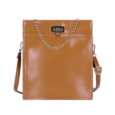 

Solid Color Totes Women Square Shoulder Messenger Leather Buckle Chain Bag