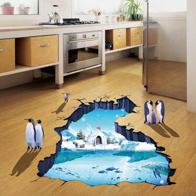 

〖Follure〗3D Floor Wall Sticker Removable Mural Decals Vinyl Art Room Decor Polar Glaciers