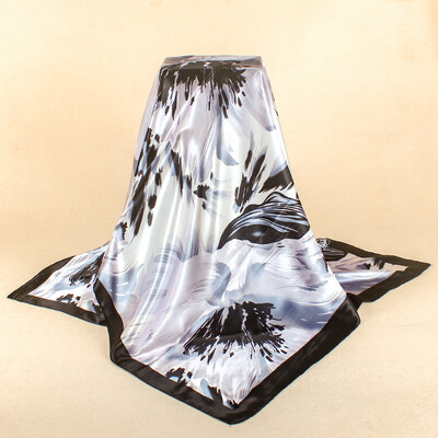 

Simulation silk scarf spot wholesale 90cm satin large square scarf Yiwu scarf factory direct sales special gift
