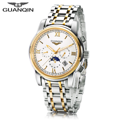 

GUANQIN GJ16040 Male Auto Mechanical Watch Calendar Moon Phase Men Wristwatch