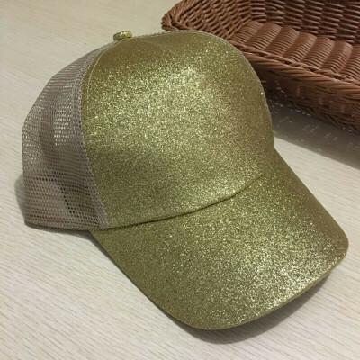 

Women Ponytail Baseball Cap Sequins Shiny Messy Bun Hat Sun Caps Summer