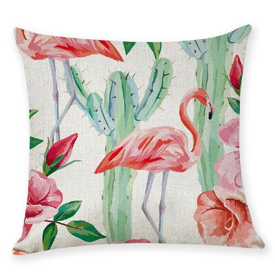 

Flamingo Pillowcase Pillow Cover Cartoon Sofa Cushion Case Protector 45x45CM Without Core