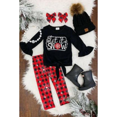 

USA Christmas Toddler Kid Baby Girls Ruffle Top Pants Winter Outfits Clothes Set