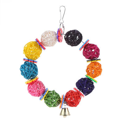 

Colorful Parrot Toys Vine Balls with Bell Climb Chew Hanging Decor Bird Toy