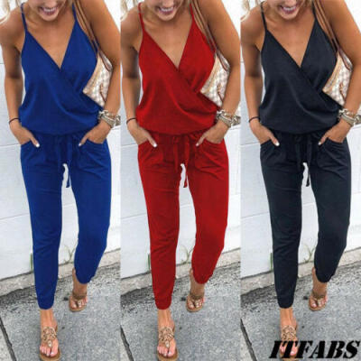 

New Women Clubwear Holiday Loose Bandage Trousers Long Jumpsuit Playsuit Romper