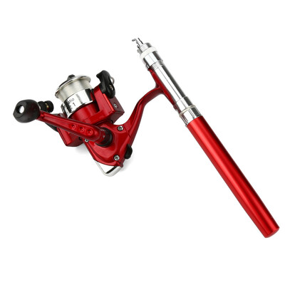 

Saidsome Mini Portable Pocket Fish Pen Shape Aluminum Alloy Fishing Rod Pole Reel fishing bait fishing lure