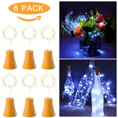 

Gobestart 6pcs Solar Powered 10 LED Night Fairy Waterproof Cool White Wine Bottle Lights