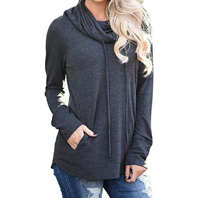 

Nomeni Womens Long Sleeve Cowl Neck Casual Sweatshirt Tops with Pockets