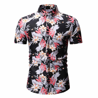 

Tailored Mens Printed Casual Button Down Short Sleeve Shirt Top Blouse