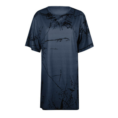 

Women Loose Round Collar Split Summer Print Loose Short Sleeve Casual Simple Wild T-Shirt