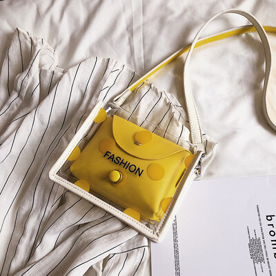 

2019 new womens bag transparent bag jelly package ins super fire single shoulder slung packet cute cute Korean version mini