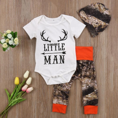 

3Pcs Newborn Baby Boys Tops Romper Camouflage Long Pants Deer Outfit Clothes Set