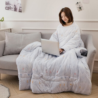 

Gobestart Multifunction Winter Lazy Quilt With Sleeves Warm Thickened Washed Pillow Blanke