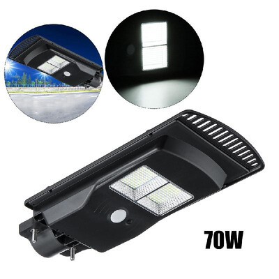 

Wall Street Light Outdoor IP67 Waterproof 70W Black Solar Panel Lamp with Remote Control for Yard Garden Street Basketball Court