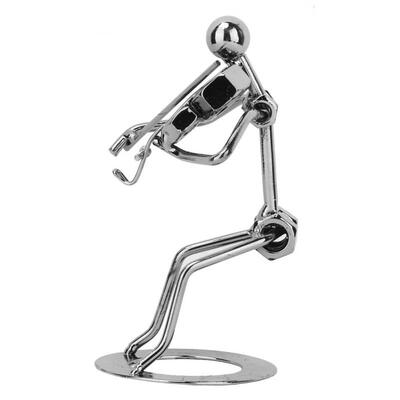 

Greensen Vintage Iron Art Black Man Figure Violin Performer Home Bar Display Desktop Decoration Ornament