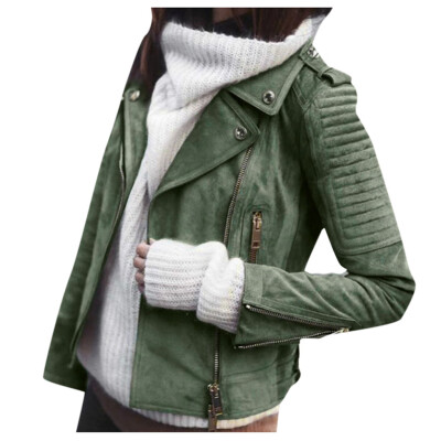 

Toponeto Women Vintage Leather Zipper Short Simple Motorcycle Slim Coat Retro Jacket