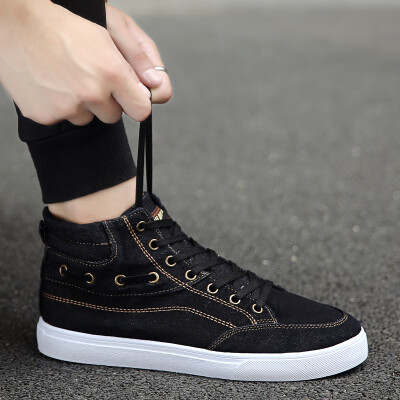 

Summer tide shoes casual canvas board shoes high mens shoes Joker youth autumn cloth shoes