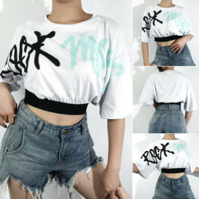 

Women Summer Casual Blouse Gym Sports Loose Sportswear Crop Tank Top T-Shirt Tee