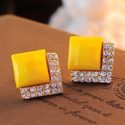 

Retro Fashion Accessories Exquisite Candy Colors Geometry Crystal Stud Earrings