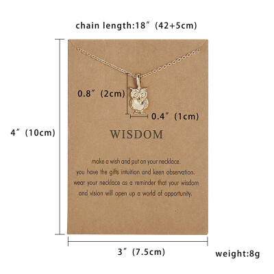 

Hot Fashion Vintage Owl Cat Shantou Hollow Pendant Necklaces Fashion Elegant Paper Card Charm Necklace Jewelry Women Friend Gift