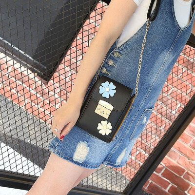 

Women Mini Shoulder Bag Chain PU Leather Flower Applique Square Flap Front Small Casual Messenger Bag Crossbody Bag