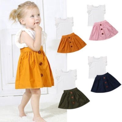 

Fashion Newborn Kids Baby Girls Cotton Tops Party Pageant Gown Skirt Tutu Outfit