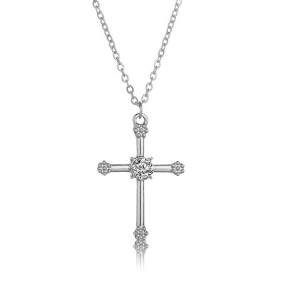 

New Gold Copper CZ Zircon Christian Crosses Pendant Necklace For Women Beautiful Fashion Chains Crucifix Dangle Choker Necklaces