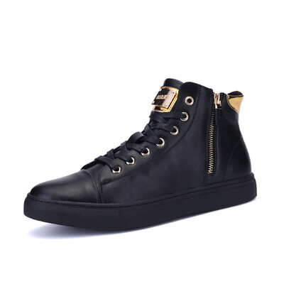 

British punk fashion shoes autumn high shoes male zipper wild Martin boots mens shoes