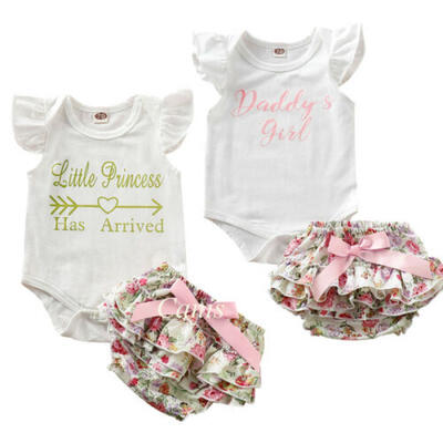 

Newborn Baby Daddys Girl Romper Floral Skirts PP Pant Outfit Summer Clothes Set
