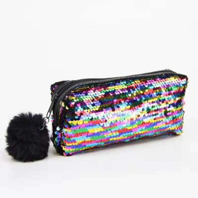 

New 2019 Sequin Cosmetic Bag Color Reversible Sequin Pencil Bags Girls Cosmetic Case Gift