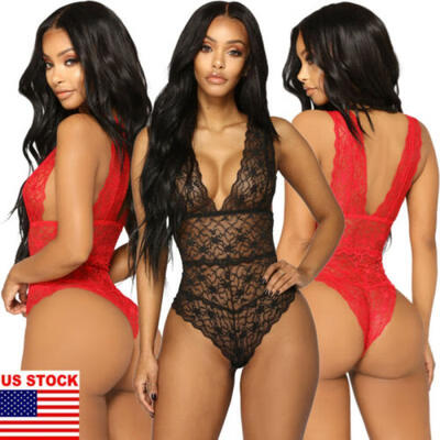 

Womens-Sexy-Lingerie-Sleepwear-Lace-Babydoll-Bodysuit-Nightwear  M L XL XXL US