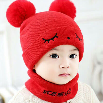 

Baby Toddler Boy Girl Winter Warm Knitted Crochet Beanie Hat Cap Scarf Sets