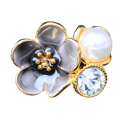 

10PCS Rhinestone Flower Buttons for DIY Hair Accessories&Bride Hair Bag Decoration Alloy Pearl Button