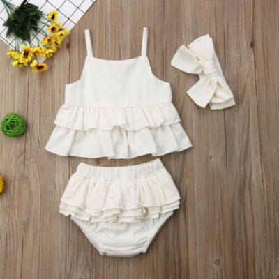 

3PCS Cute Newborn Baby Girls Outfits Clothes Tops DressTutu Shorts Pants Set UK