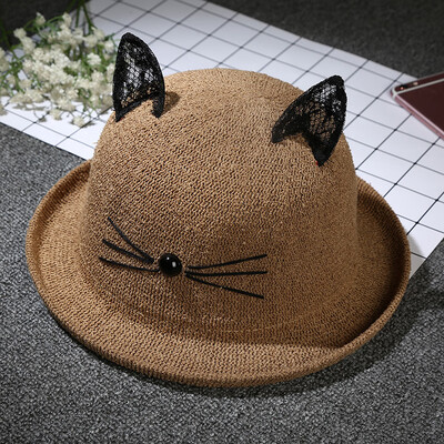 

SpringSummer Lace Ear Hat Female Personality Fashion Dome Covered Hat Creative Basin Hat Wholesale