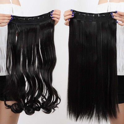 

Synthetic Fiber Clips in on Hair Extension 34 Full Head One Piece 5 Clips Long Silky Curly Wavy