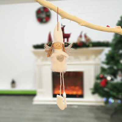 

New Hot Plush Angel With Glitter Heart Christmas Pendant Decorative Hanging Figurine Ornaments Holiday Gift Decorations