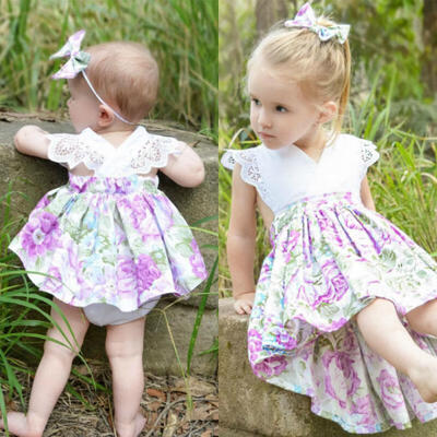 

Infant Baby Girls Little Big Sister Matching Clothes Romper Princess Dress US
