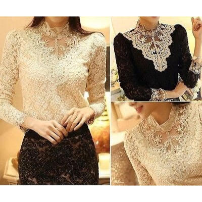 

HOT Women&acutes Sexy Casual OL Fashion Long Sleeve Lace Print Tops Shirt Blouse