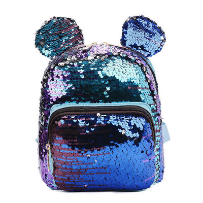 

Small Ear Backpacks Women Sequins Shoulder School Bags Girl Travel Knapsack