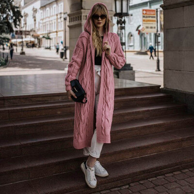 

Tailored Women Casual Loose Hollow Long Sleeve Solid Sweater Cardigan Coat