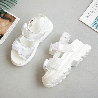 

Songgao Sandals Womens Summer 2019 New Korean Hong Kong Taste Retro chic Leisure High-heeled Shoes Joker Go Out to platform shoes