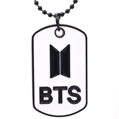 

KPOP BTS Bangtan Boys Same Paragraph Necklace Military Pendant Long Necklace Simple Elegant Male Female Necklace Gifts for Fans
