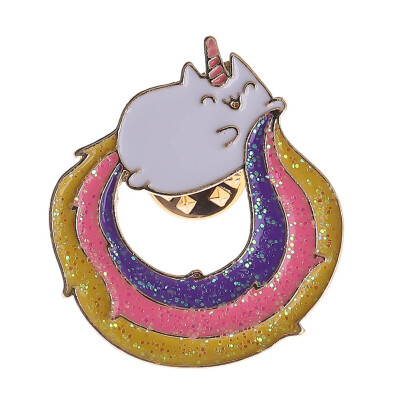 

Unisex Multi-Color Tail Sequins Cat Animal Metal Enamel Brooch Denim Pins Badge